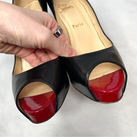Christian Louboutin Very Prive 120 Platform Leather Pump Heels Black Red 40.5 - Picture 5 of 14